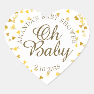 Golden Hearts Oh Baby Shower Gevor Herz-Aufkleber