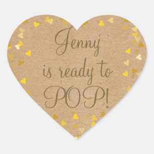 Golden Hearts Sie ist bereit, Baby Shower Favor zu Herz-Aufkleber