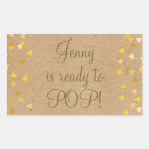 Golden Hearts Sie ist bereit, Baby Shower Favor zu Rechteckiger Aufkleber