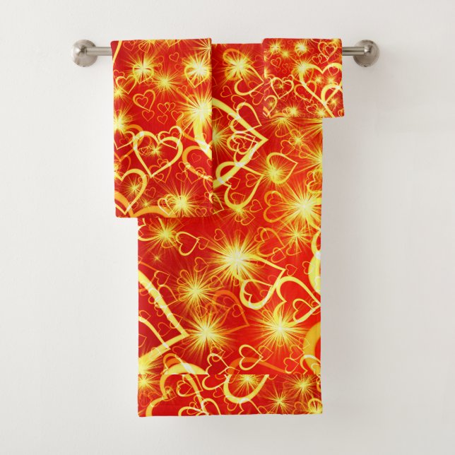 Golden Hearts Star Burst Badhandtuch Set (Insitu)