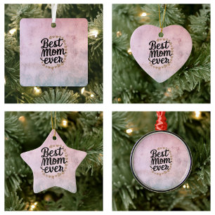 Golden Hearts Trendy Script Beste Mama für Moderne Keramik Ornament