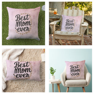 Golden Hearts Trendy Script Beste Mama für Moderne Lendenkissen