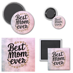 Golden Hearts Trendy Script Beste Mama für Moderne Magnet