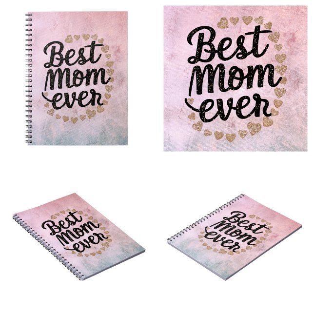 Golden Hearts Trendy Script Beste Mama für Moderne Notizblock (Golden Hearts Trendy Script Best Mom Ever Modern Notebook)