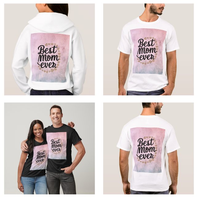 Golden Hearts Trendy Script Beste Mama für Moderne T-Shirt (Golden Hearts Trendy Script Best Mom Ever Modern clothes)