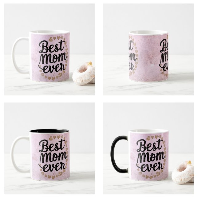 Golden Hearts Trendy Script Beste Mama für Moderne Verwandlungstasse (Golden Hearts Trendy Script Best Mom Ever Modern Mug)