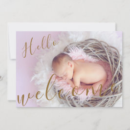 Golden Hello Welcome Foto Baby Birth Ankündigung