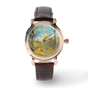 Golden Herbst in einem Eichenhain Aquarell Armbanduhr