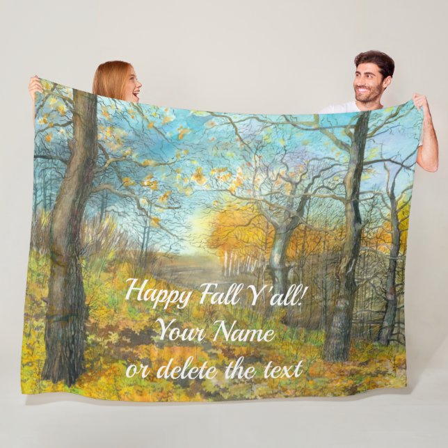 Golden Herbst in einem Eichenhain Aquarell Fleecedecke (Beispiel)