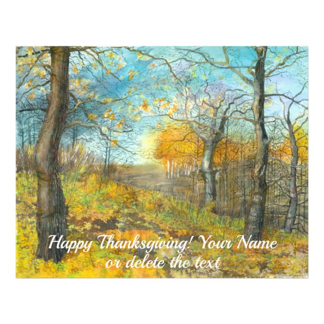 Golden Herbst in einem Eichenhain Aquarell Fotodruck (Vorne)