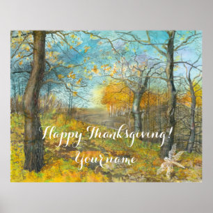 Golden Herbst in einem Eichenhain Aquarell Poster