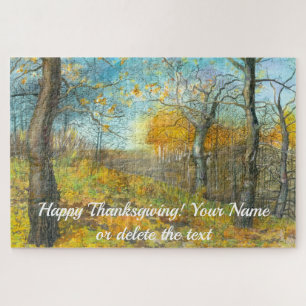 Golden Herbst in einem Eichenhain Aquarell Puzzle