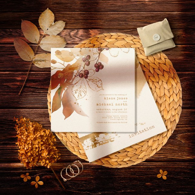 Golden Herbst Wedding Berries ID655 Einladung (Von Creator hochgeladen)