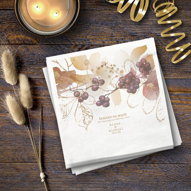 Golden Herbst Wedding Berries V2 ID655 Serviette (Von Creator hochgeladen)