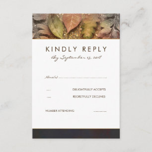 Golden Herbstlaubs Wedding RSVP Card Karte