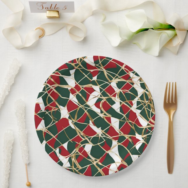 Golden Holiday Elegance Weihnachtsgeschenk Pappteller (Hochzeit)