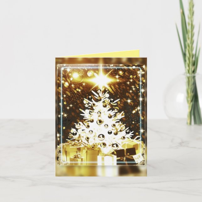 Golden Holiday Moments Feiertagskarte (Vorderseite)