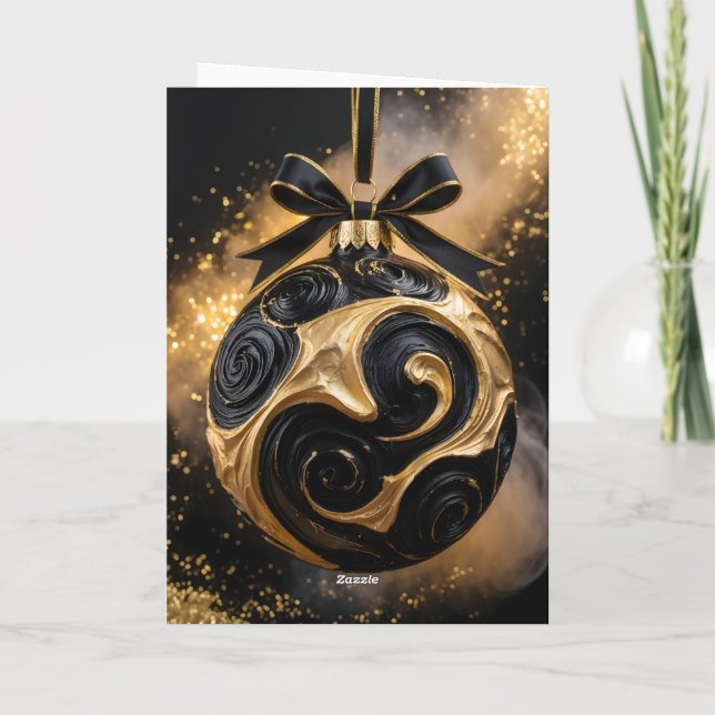 Golden Holiday Ornament Greeting Card Karte (Rückseite)