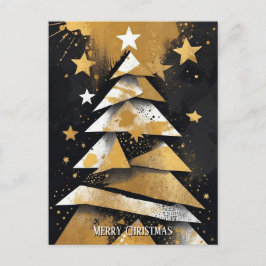 Golden Holiday Tree Frohe Weihnachtsgrüße Postkarte