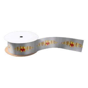 Golden Holly über Silver Christmas Satinband