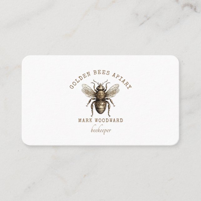 Golden Honey Bee Apiary Beekeeper Business Card Visitenkarte (Vorderseite)