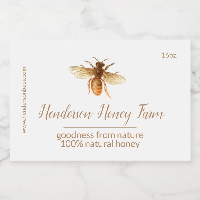 Golden Honey Bee Jar Label Lebensmitteletikett (Einzelnes Label)