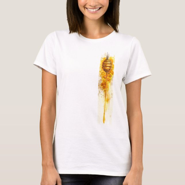 Golden Honey Drizzle Brushstroke Paint T-Shirt (Vorderseite)