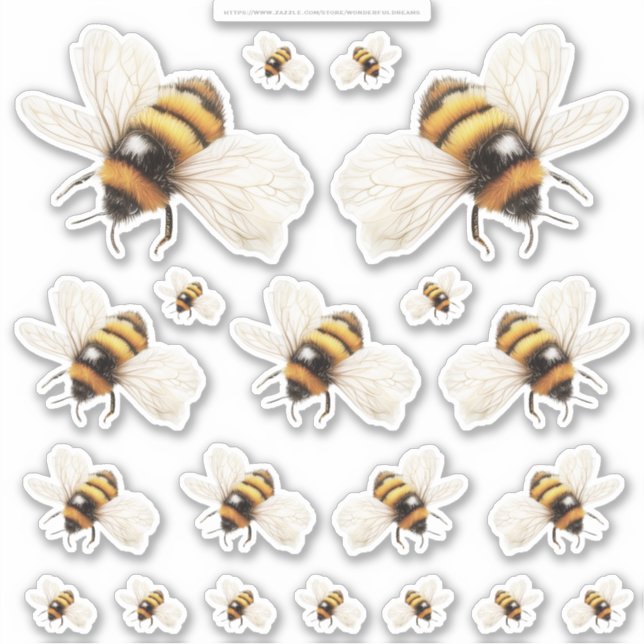 Golden Honey Fairy World – 2a - 20 bees sheet Aufkleber (Vorderseite)