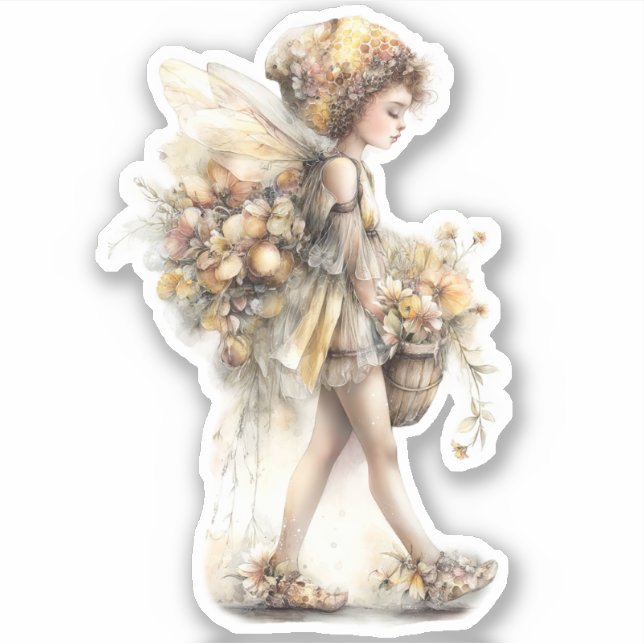 Golden Honey Fairy World – Carrying Flowers Aufkleber (Vorderseite)