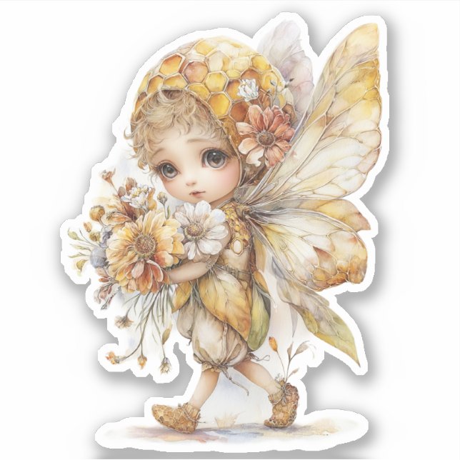 Golden Honey Fairy World – Carrying Flowers Aufkleber (Vorderseite)