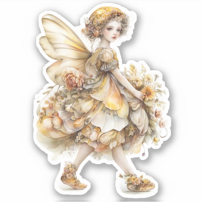 Golden Honey Fairy World – Carrying Flowers Aufkleber (Vorderseite)