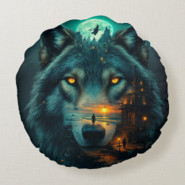 Golden Honey Wings & Wolf Rundes Kissen