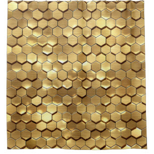 Golden Honeycomb 3D Render Textur Duschvorhang