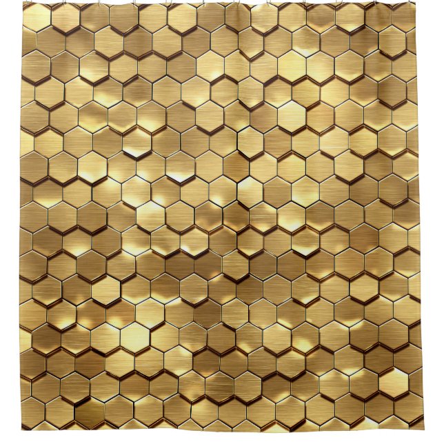 Golden Honeycomb 3D Render Textur Duschvorhang (Vorderseite)
