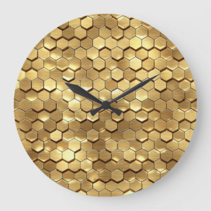 Golden Honeycomb 3D Render Textur Große Wanduhr
