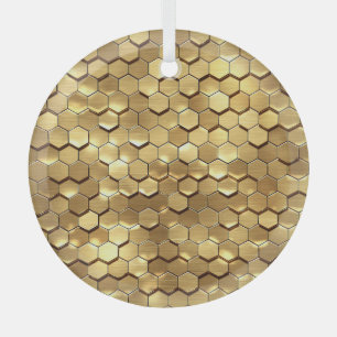 Golden Honeycomb 3D Render Textur Ornament Aus Glas