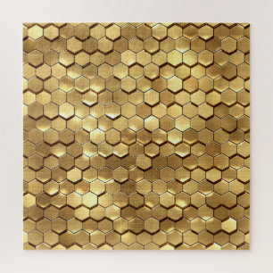 Golden Honeycomb 3D Render Textur Puzzle