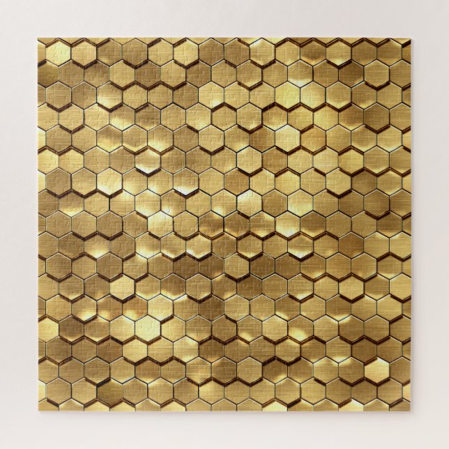 Golden Honeycomb 3D Render Textur Puzzle (Vertikal)