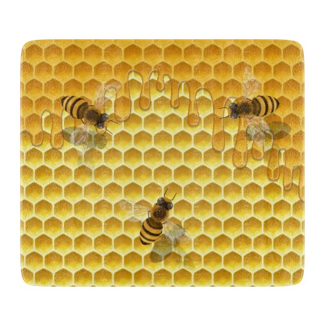 Golden Honeycomb mit Bienen individuell anpassbar Schneidebrett (Vorderseite)