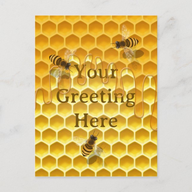 Golden Honeycomb mit Honeybienen Custom Postkarte (Vorderseite)