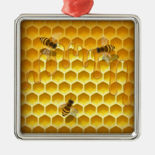 Golden Honeycomb mit Honeybienen individuell anpas Ornament Aus Metall