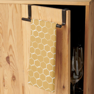 Golden Honeycomb Pattern Geschirrtuch