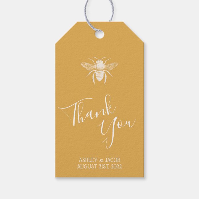 Golden Honeycomb Pattern Wedding Geschenkanhänger (Vorderseite)