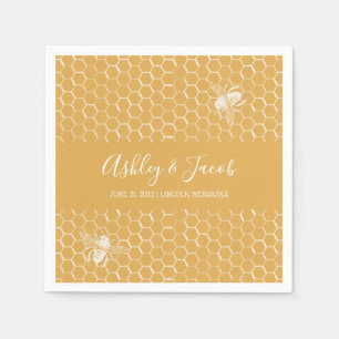Golden Honeycomb Pattern Wedding Serviette