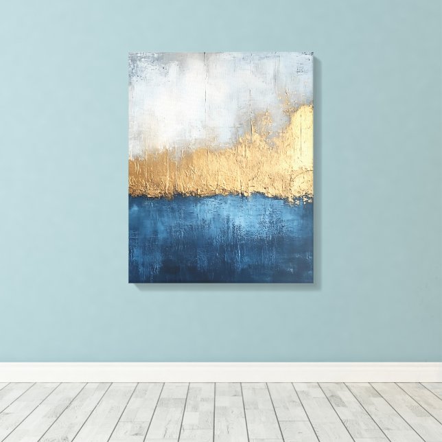 Golden Horizon - Abstrakte Leinwand Kunst (Insitu (Holzboden))