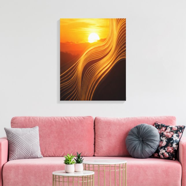 Golden Horizon — Abstrakte Leinwand-Wandkunst Leinwanddruck (Insitu (Wohnzimmer))