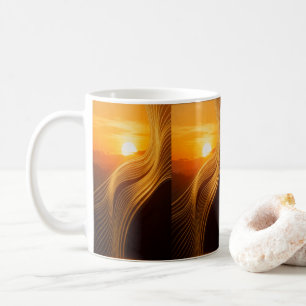 Golden Horizon — Abstrakter Moderner Kaffeebecher Kaffeetasse