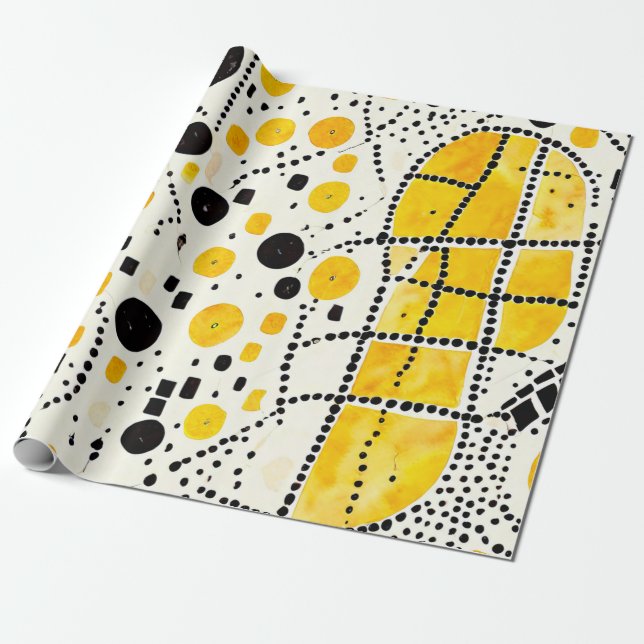 Golden Horizon: Indische Muster in Gelb Geschenkpapier (Ungerollt)