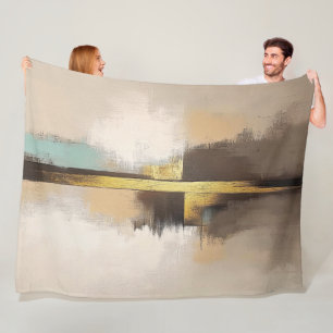 Golden Horizon – Minimalistische abstrakte Landsch Fleecedecke
