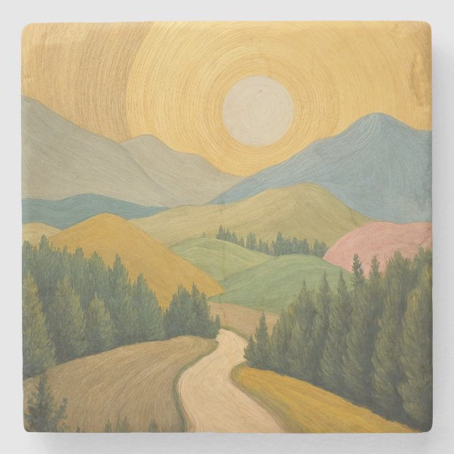 Golden Horizon Trail Steinuntersetzer (Vorderseite)